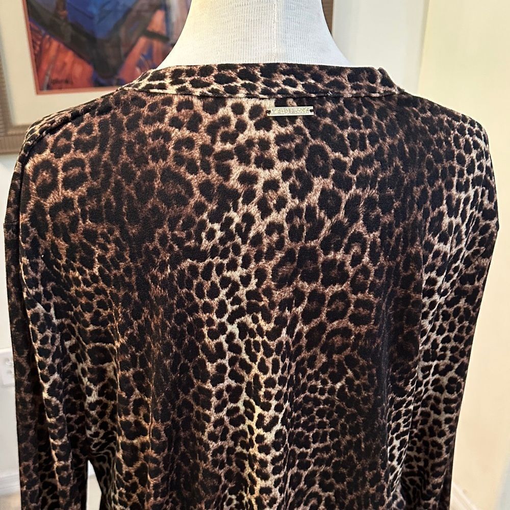 Michael Kors Leopard Print Button Down Cardigan w/Gold Buttons Size Medium - Picture 11 of 12
